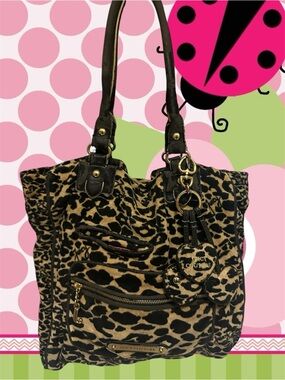 Juicy Couture Leopard Print Shoulder Bag with Black Trim